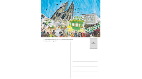 Postkarte, 'Rosenmontagszugstreiben, Dom'