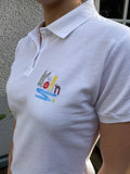 Modisches Damen-Poloshirt mit Brustemblem links weiß oder farbig